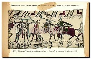 Bild des Verkufers fr Carte Postale Ancienne Bayeux Tapisserie De La Reine Mathilde L'armee d'Harold est talele en pieces zum Verkauf von CPAPHIL