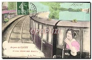 Seller image for Carte Postale Ancienne Je pars de Clichy et vous envoie mes Amities Train for sale by CPAPHIL