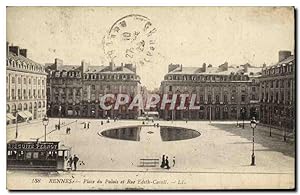 Imagen del vendedor de Carte Postale Ancienne Rennes Place du Palais et Rue Edith Cavell Tramway Biscuits Pernot a la venta por CPAPHIL