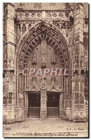 Bild des Verkufers fr Carte Postale Ancienne Honfleur L'Eglise St Leonard Portail zum Verkauf von CPAPHIL