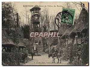 Carte Postale Ancienne Robinson Intérieur de l'Arbre des Roches Anes Enfants