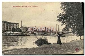 Carte Postale Ancienne Suresnes La Seine et le pont