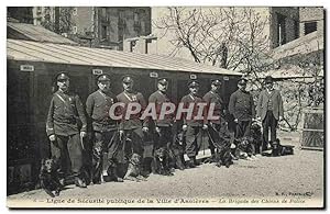 Carte Postale Ancienne Ligue de Securite Publique de la Ville d'Asnieres La Brigade des Chiens de...