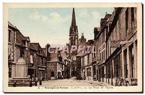 Image du vendeur pour Carte Postale Ancienne Bazouges la Perouse La Place et L'Eglise Coiffeur mis en vente par CPAPHIL