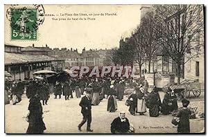 Carte Postale Ancienne Rennes La Place des Lices Un Jour de Marche vue prise du haut de la place TOP