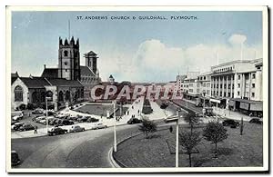 Carte Postale Ancienne St Andrews Church Guildhall Plymouth