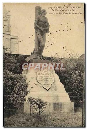 Carte Postale Ancienne Paris Montmartre Le Chevalier de la Barre devant la Basilique du Sacre Coeur