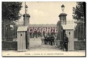 Carte Postale Ancienne Vitre Caserne du Regiment d'Infanterie Militaria