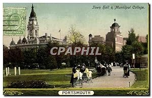 Carte Postale Ancienne Town Hall Municipal College Portsmouth