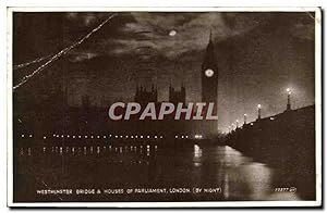 Imagen del vendedor de Carte Postale Ancienne Westminster Bridge Houses of Parliament London by night a la venta por CPAPHIL