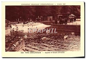 Image du vendeur pour Carte Postale Ancienne Exposition Coloniale Internationale Paris 1931 Parc Zoologique Cygnes et Savane Africaine Cygne mis en vente par CPAPHIL