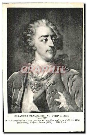 Image du vendeur pour Carte Postale Ancienne Estampes franaises Au 18eme Siecle Louis XV Roi de France mis en vente par CPAPHIL