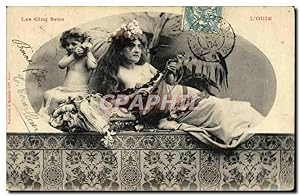 Image du vendeur pour Carte Postale Ancienne Fantaisie Femme Les cinq sens L'ouie mis en vente par CPAPHIL