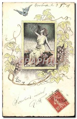 Carte Postale Ancienne DESSIN A LA MAIN Femme signe Rose 1909