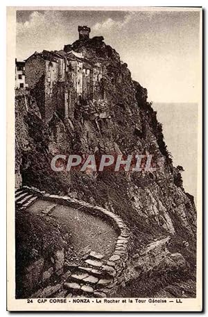 Carte Postale Ancienne Cap Corse Nonza Le Rocher Et la tour ganoise