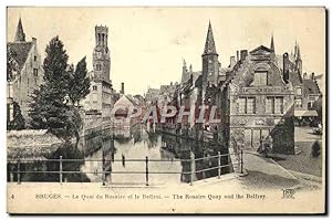 Carte Postale Ancienne Bruges le quai du rosaire et le beffroi