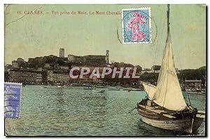 Bild des Verkufers fr Carte Postale Ancienne Cannes vue Prise du Mole Le Mont Chevalier Bateau zum Verkauf von CPAPHIL