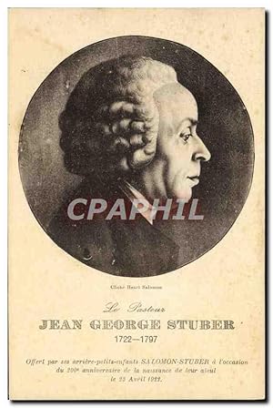 Carte Postale Ancienne Jean George Stuber pasteur
