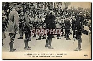 Carte Postale Ancienne Les Fêtes de la Victoire a Paris Marechaux petain Foch Joffre Militaria