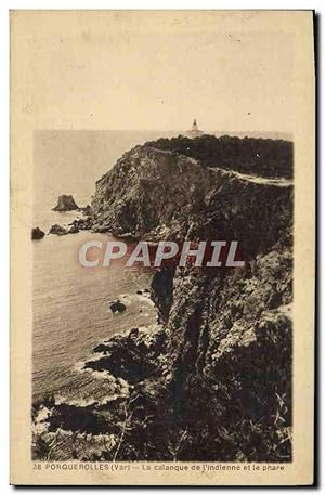 Carte Postale Moderne Porquerolles La Calanque de l'indienne et le phare