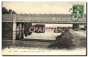 Carte Postale Ancienne Sens Les Bords de I'Yonne au pont de Fer