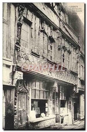 Carte Postale Ancienne Lisieux Rue aux Fevres Manoir de la Salamandre