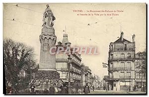 Image du vendeur pour Carte Postale Ancienne Troyes Le Monument des Enfants de l'Aube et l'entre de la ville par la rue Thiers mis en vente par CPAPHIL