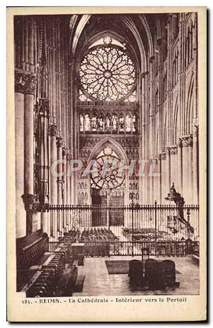 Carte Postale Ancienne Reims La Cathédrale Intérieur Vers Le Portail