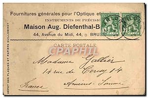 Image du vendeur pour Entier Diefenthal Fournitures gnrale pour l'optique et la Photographie Avenue du Midi Bruxelles Optique mis en vente par CPAPHIL