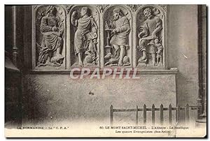 Bild des Verkufers fr Carte Postale Ancienne Le Mont St Michel VL'Abbaye La Basilique Les Quatre evanglistes Bas relief zum Verkauf von CPAPHIL