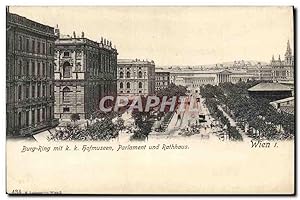 Bild des Verkufers fr Carte Postale Ancienne Burg Ring Mit K K Fotmuseen Parlament Und Rathhaus Wien I zum Verkauf von CPAPHIL