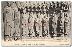 Carte Postale Ancienne Reims Statues Du Grand Portail De La Cathédrale