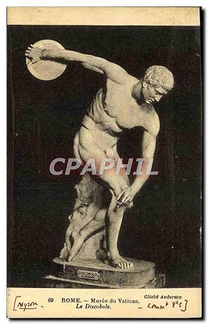 Bild des Verkufers fr Carte Postale Ancienne Rome Musee du Vatican Le Discobole zum Verkauf von CPAPHIL