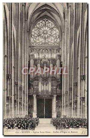 Carte Postale Ancienne Rouen Eglise Saint Ouen Buffet d'Orgue Et Rosace