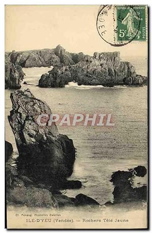 Carte Postale Ancienne île D'Yeu Rochers Tete Jaune