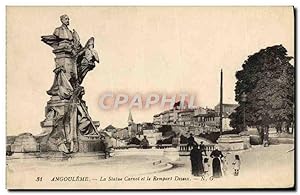 Carte Postale Ancienne Angouleme La Statue Carnot Et le Rempart Desaix