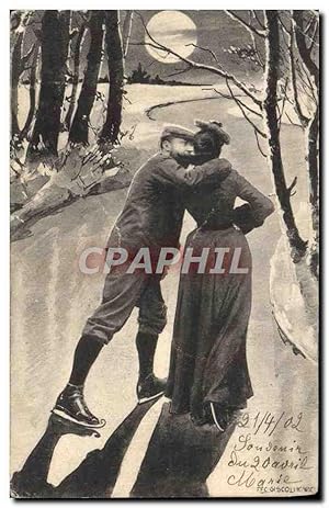 Bild des Verkufers fr Carte Postale Ancienne Fantaisie Femme patins a glace zum Verkauf von CPAPHIL