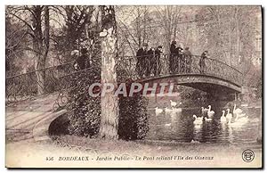 Imagen del vendedor de Carte Postale Ancienne Bordeaux Jardin Public Le Pont Reliant l'le Des Oiseaux Cygnes a la venta por CPAPHIL