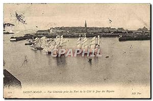 Seller image for Carte Postale Ancienne Saint Malo vue gnrale Prise Du Fort De La Cite Le Jour Des Regates Bateaux for sale by CPAPHIL