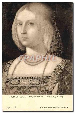 Bild des Verkufers fr Carte Postale Ancienne Francesco Bissolo Portrait Of A Lady The National London zum Verkauf von CPAPHIL