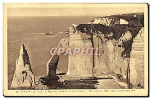 Carte Postale Ancienne Etrétat L'Aiguille Porte Et Falaise D'Avai