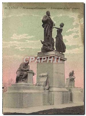 Carte Postale Ancienne Liege Monument Gramme Inventeur De La Dynamo