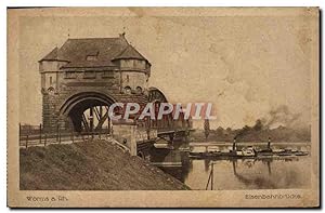 Carte Postale Ancienne Worms Eisenbahnbrucke Bateau