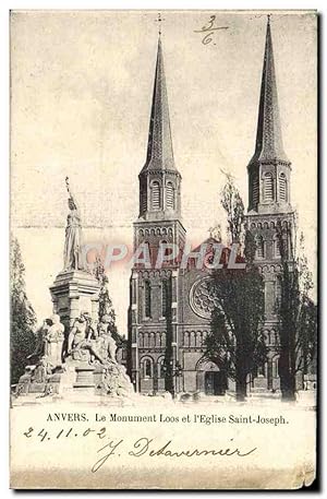 Seller image for Carte Postale Ancienne Anvers Le Monument Loos et L'Eglise Saint Joseph for sale by CPAPHIL