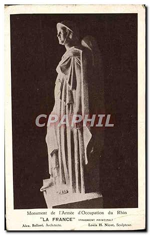 Image du vendeur pour Carte Postale Ancienne Monument De L'Arme D'Occupation Du Rhin La France La France mis en vente par CPAPHIL