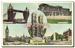 Seller image for Carte Postale Ancienne London Tower Bridge Buckingham Palace Houses of Parliament Whitehall for sale by CPAPHIL