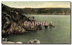 Carte Postale Ancienne Guernsey Saitns Bay Bog and lion rocks