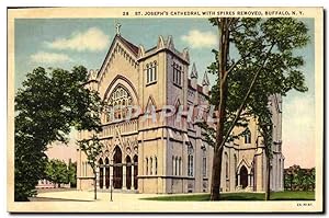 Carte Postale Ancienne St Joseph's Cathedral With Spires Removed Buffalo
