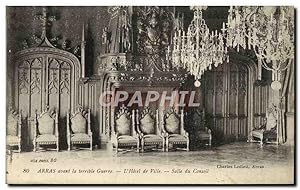Carte Postale Ancienne Arras avant la terrible Guerre L'Hôtel de Ville Salle du Conseil