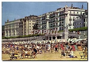 Carte Postale Moderne San Sebastian Playa De La Concha Y Relojes